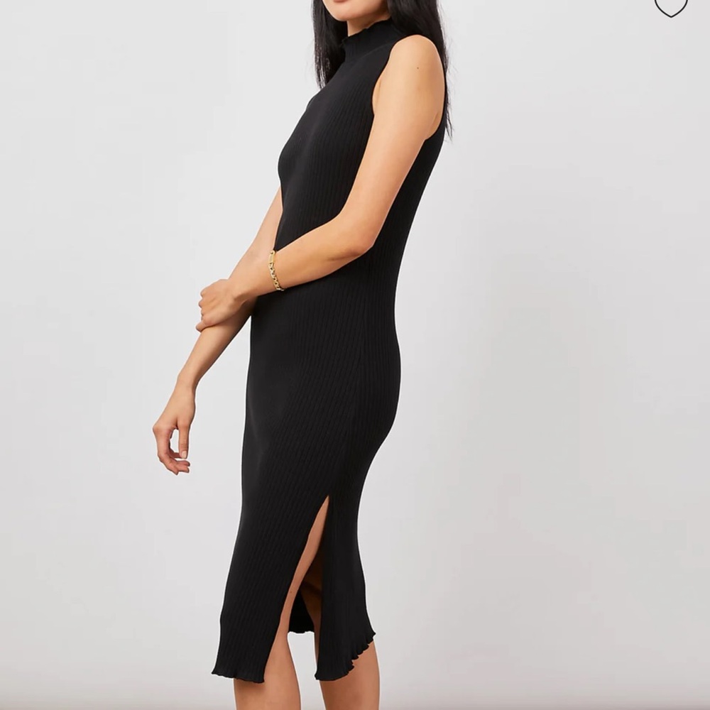 Rails Black Ribbed Sheath Midi Dress Marjorie